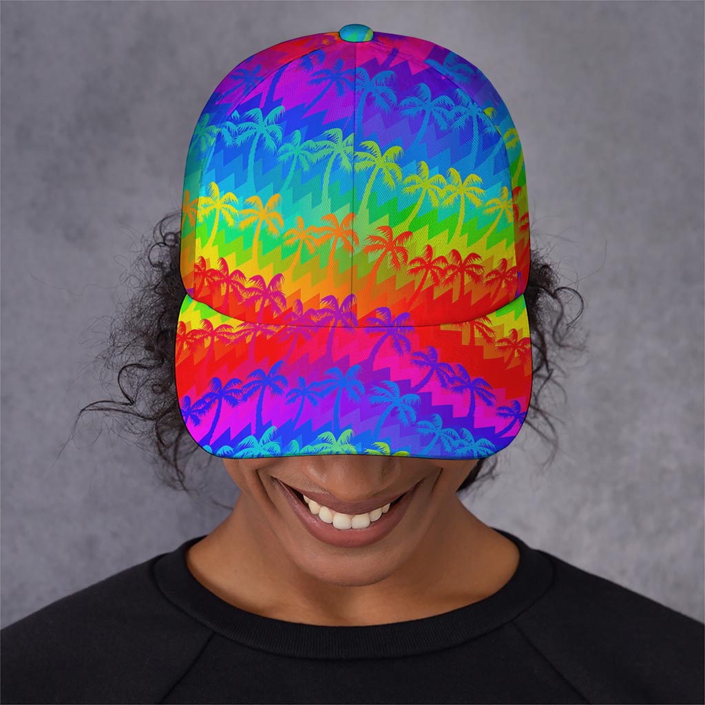Rainbow Palm Tree Pattern Print Baseball Cap