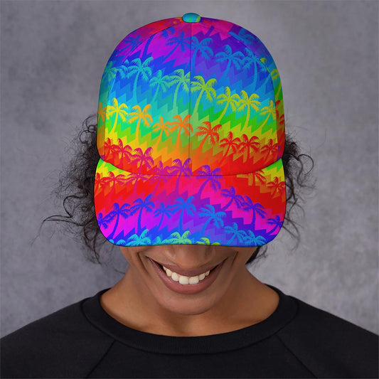Rainbow Palm Tree Pattern Print Baseball Cap