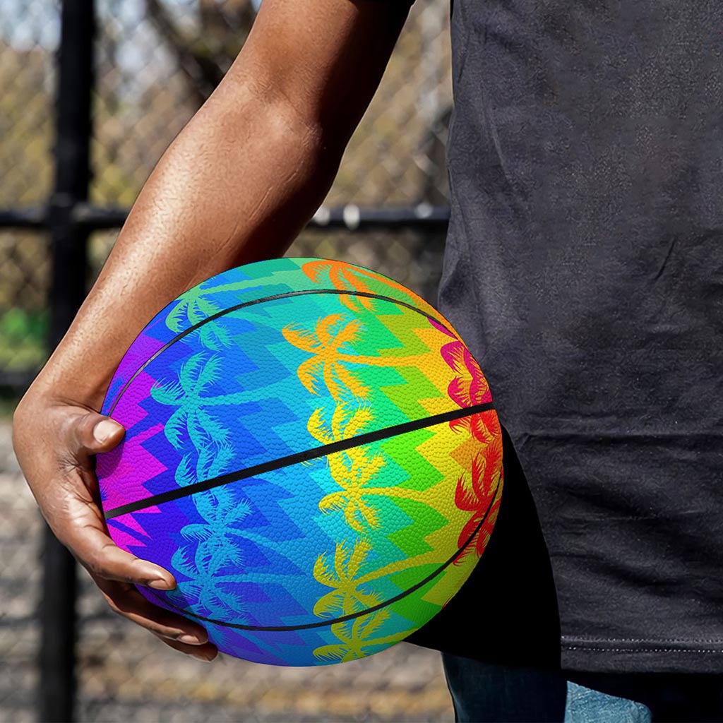 Rainbow Palm Tree Pattern Print Basketball