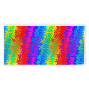 Rainbow Palm Tree Pattern Print Beach Towel