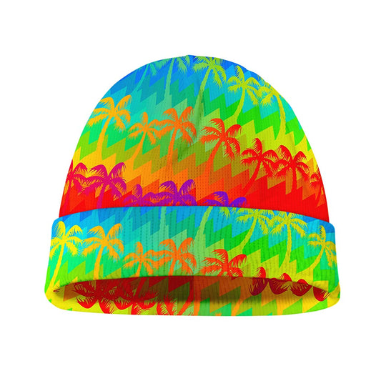 Rainbow Palm Tree Pattern Print Beanie