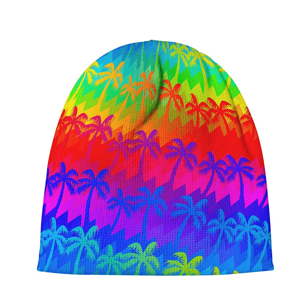 Rainbow Palm Tree Pattern Print Beanie