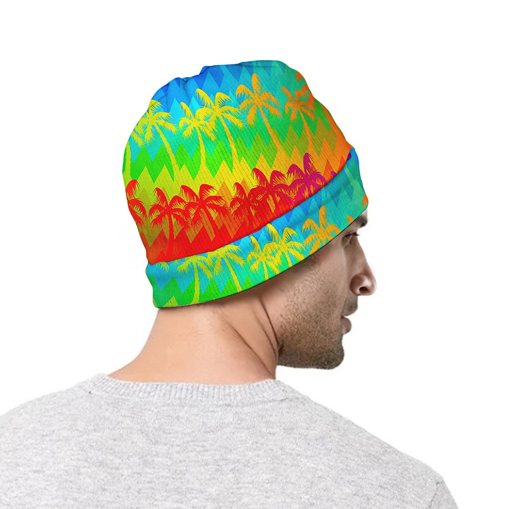 Rainbow Palm Tree Pattern Print Beanie