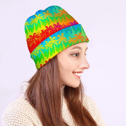 Rainbow Palm Tree Pattern Print Beanie