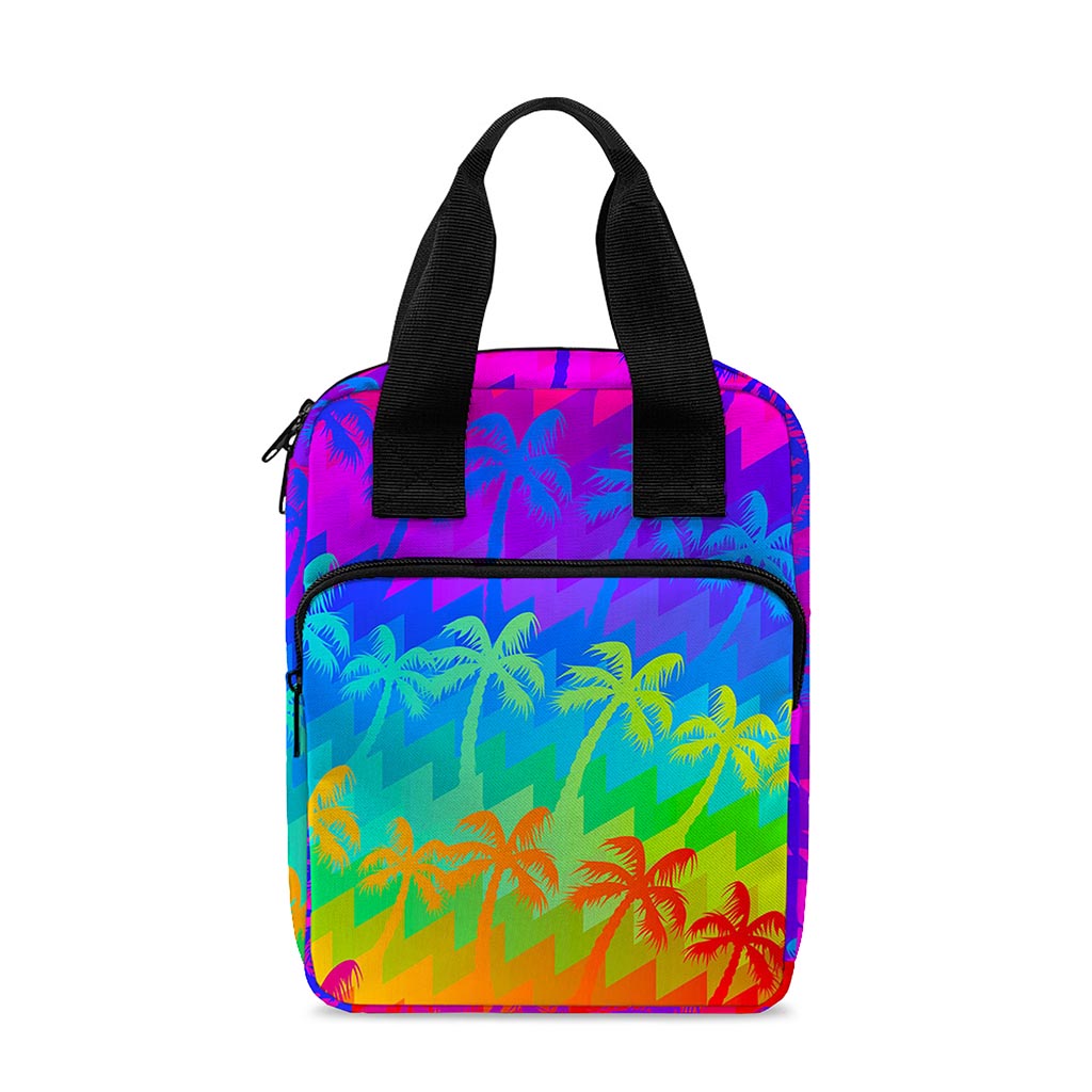 Rainbow Palm Tree Pattern Print Bible Tote Bag