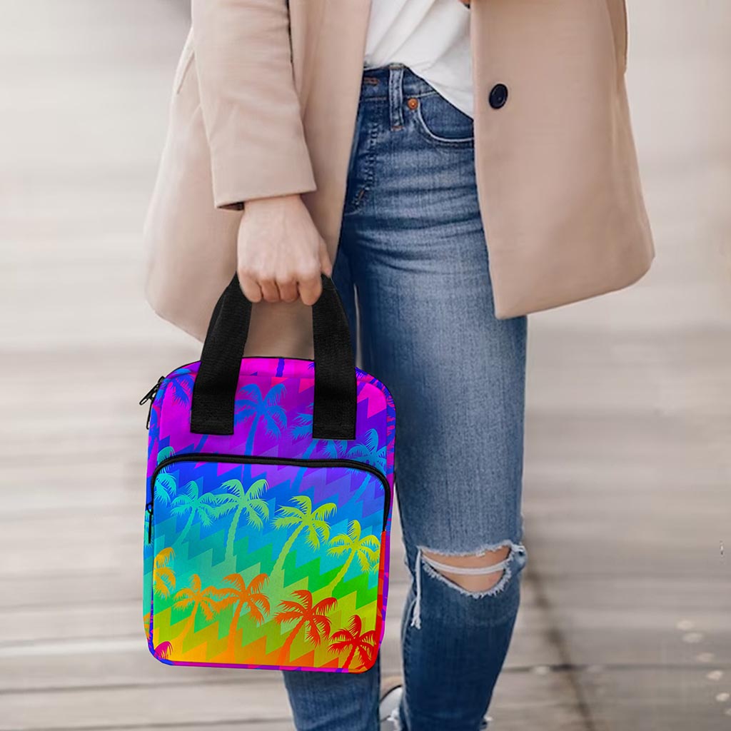 Rainbow Palm Tree Pattern Print Bible Tote Bag