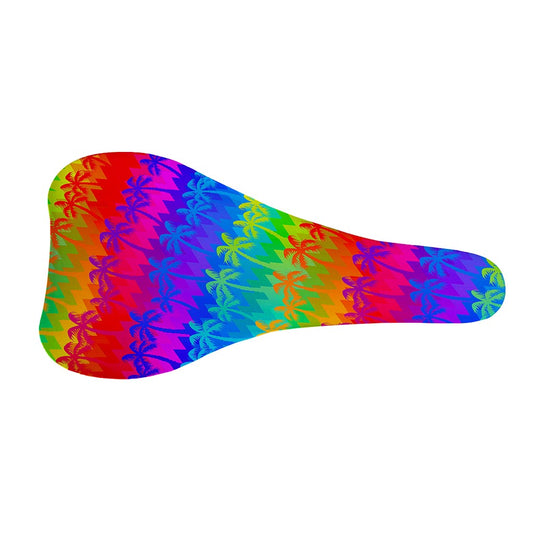 Rainbow Palm Tree Pattern Print Bicycle Seat Cover