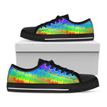 Rainbow Palm Tree Pattern Print Black Low Top Sneakers