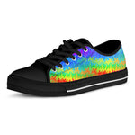 Rainbow Palm Tree Pattern Print Black Low Top Sneakers