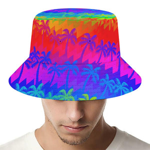 Rainbow Palm Tree Pattern Print Bucket Hat