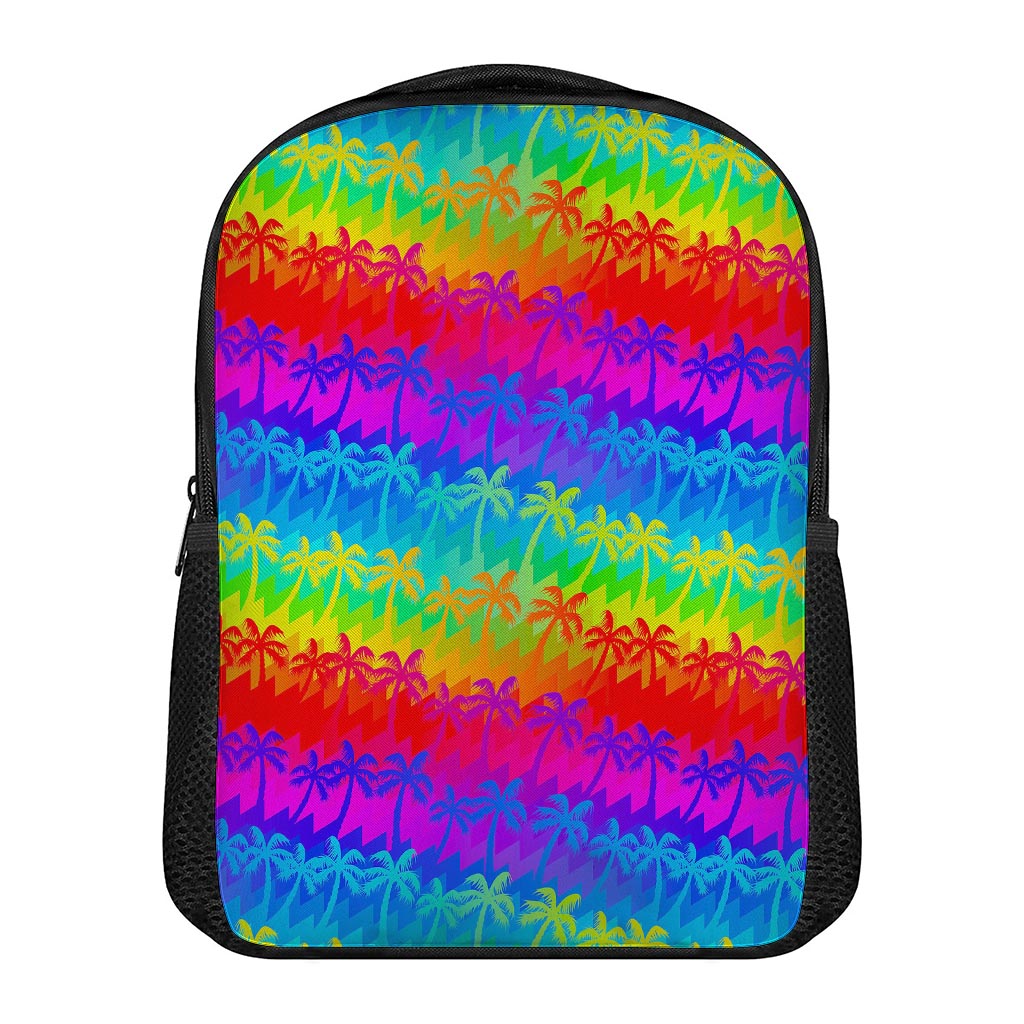 Rainbow Palm Tree Pattern Print Casual Backpack