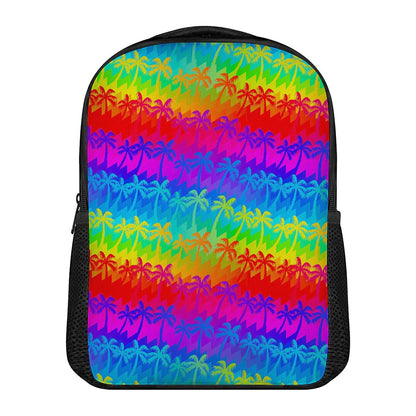 Rainbow Palm Tree Pattern Print Casual Backpack