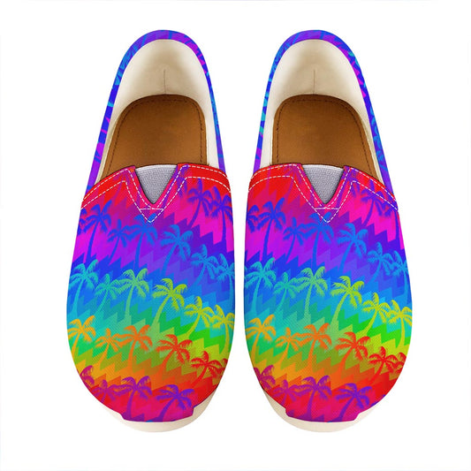Rainbow Palm Tree Pattern Print Casual Shoes
