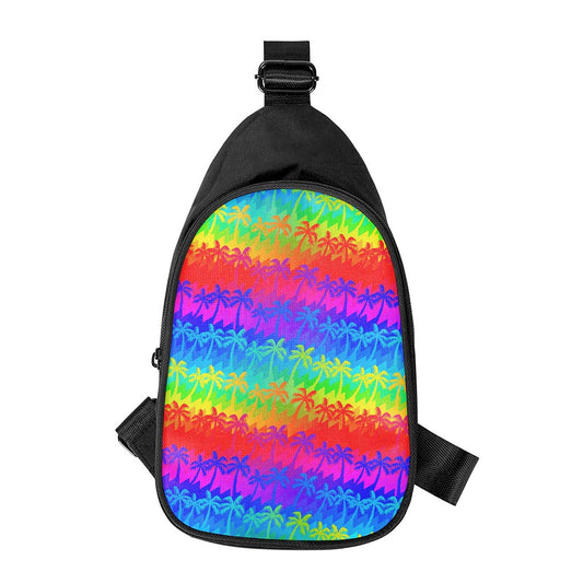 Rainbow Palm Tree Pattern Print Chest Bag
