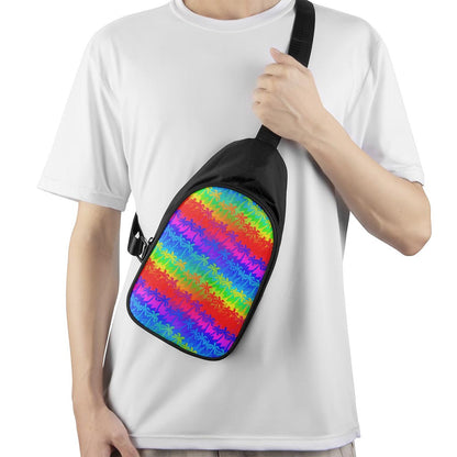 Rainbow Palm Tree Pattern Print Chest Bag