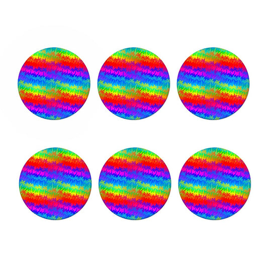 Rainbow Palm Tree Pattern Print Coaster Set