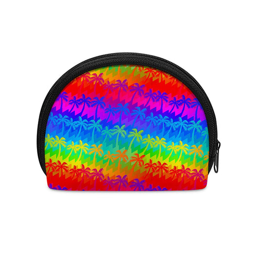 Rainbow Palm Tree Pattern Print Coin Purse