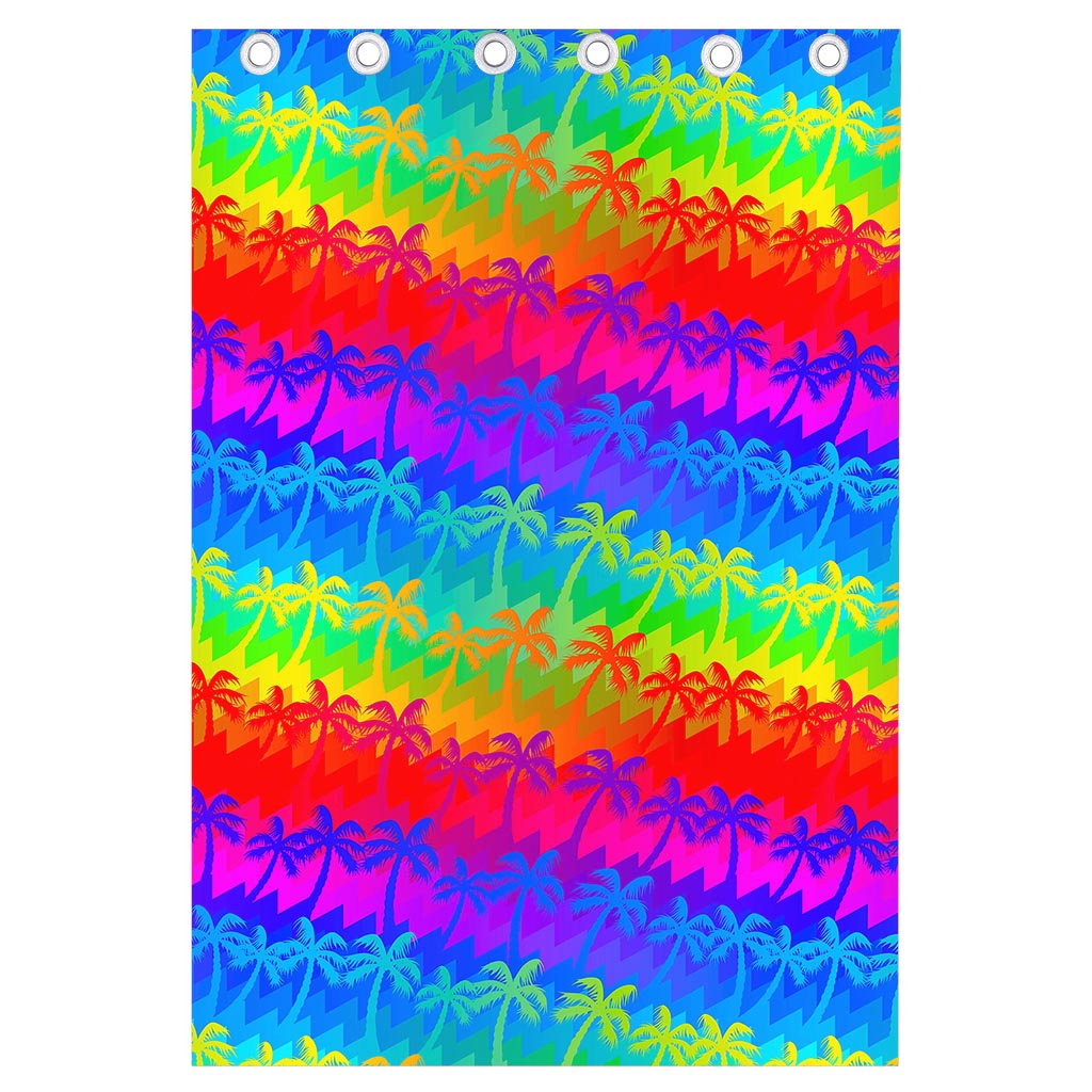 Rainbow Palm Tree Pattern Print Curtain