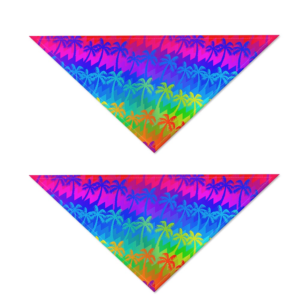 Rainbow Palm Tree Pattern Print Dog Bandana
