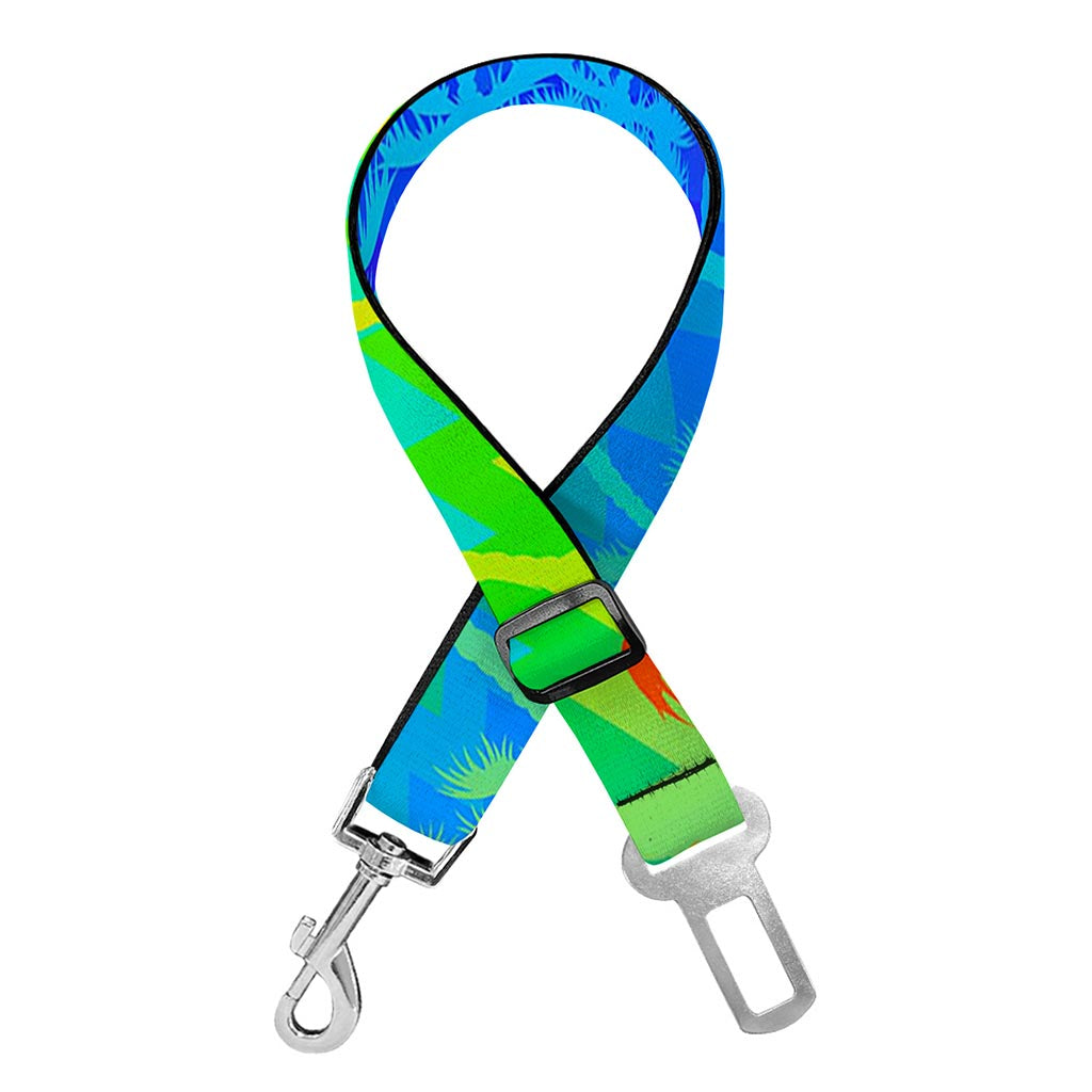 Rainbow Palm Tree Pattern Print Dog Seat Belt