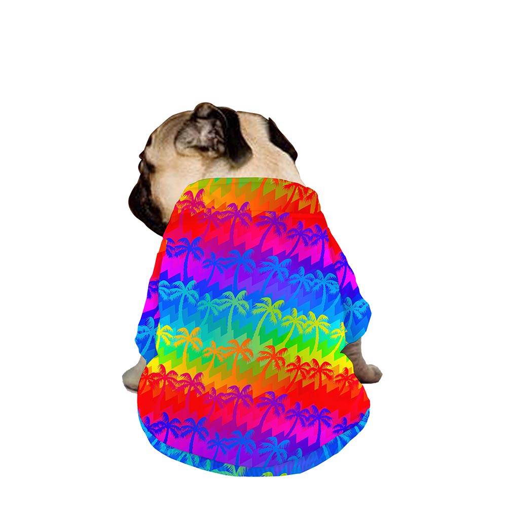 Rainbow Palm Tree Pattern Print Dog Zip Up Jacket