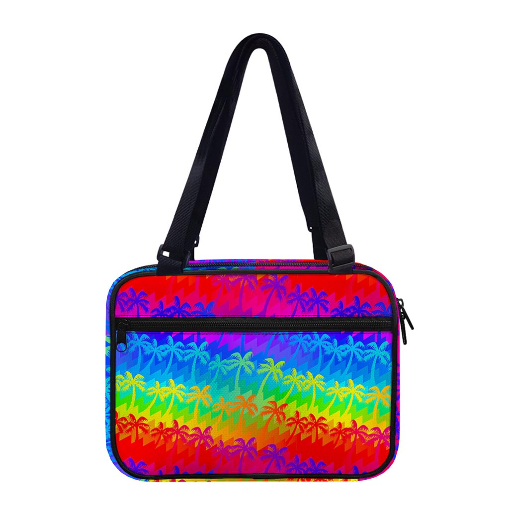 Rainbow Palm Tree Pattern Print Double Strap Bible Bag