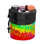Rainbow Palm Tree Pattern Print Drawstring Makeup Bag