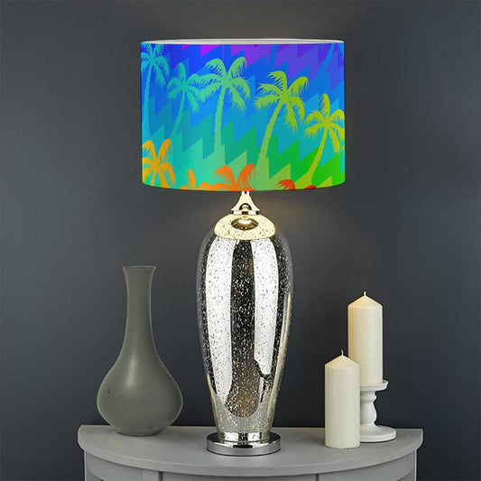 Rainbow Palm Tree Pattern Print Drum Lamp Shade