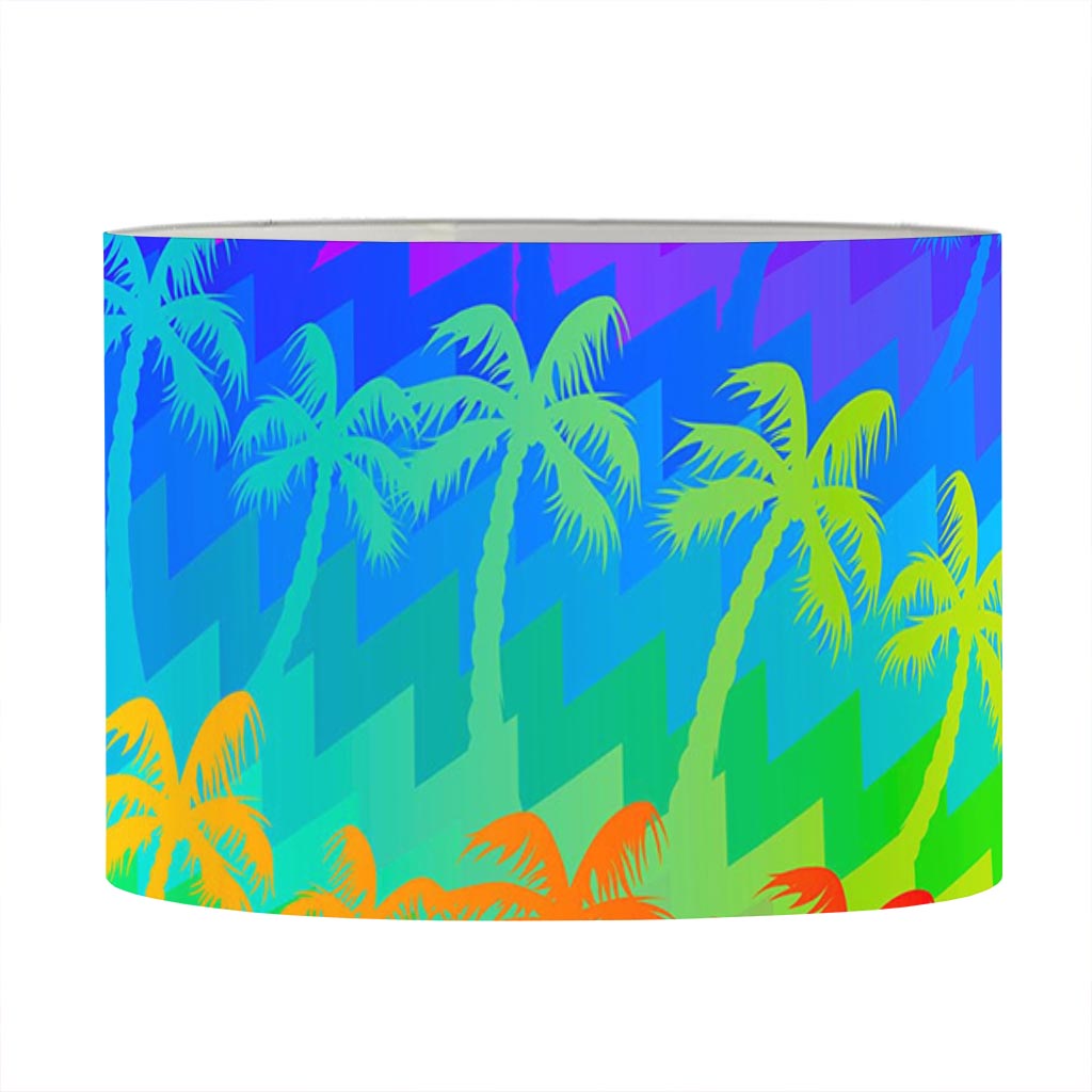 Rainbow Palm Tree Pattern Print Drum Lamp Shade