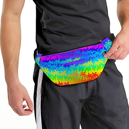 Rainbow Palm Tree Pattern Print Fanny Pack