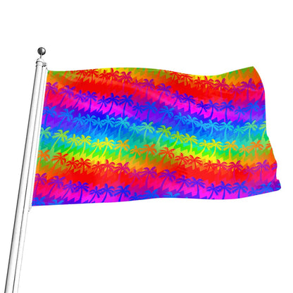 Rainbow Palm Tree Pattern Print Flag