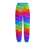 Rainbow Palm Tree Pattern Print Fleece Lined Knit Pants