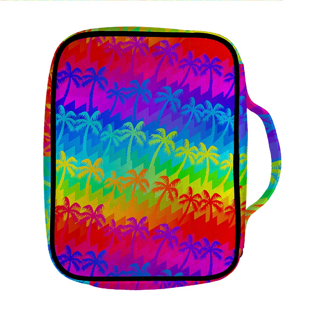 Rainbow Palm Tree Pattern Print Front Pocket Bible Bag