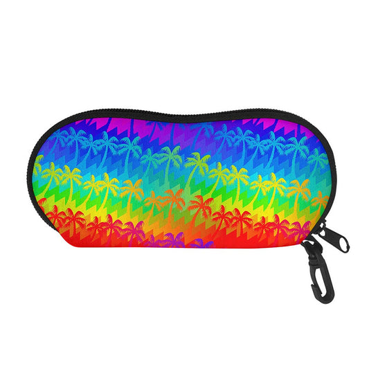 Rainbow Palm Tree Pattern Print Glasses Case