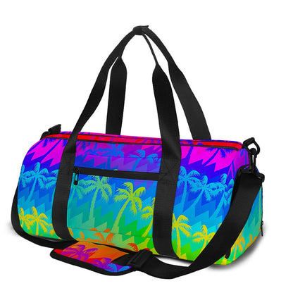Rainbow Palm Tree Pattern Print Gym Bag