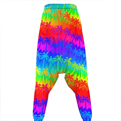 Rainbow Palm Tree Pattern Print Hammer Pants