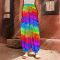 Rainbow Palm Tree Pattern Print Harem Pants