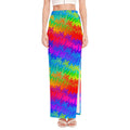 Rainbow Palm Tree Pattern Print High Slit Maxi Skirt