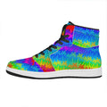 Rainbow Palm Tree Pattern Print High Top Leather Sneakers