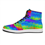 Rainbow Palm Tree Pattern Print High Top Leather Sneakers