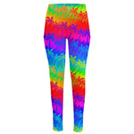 Rainbow Palm Tree Pattern Print High-Waisted Pocket Leggings