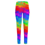 Rainbow Palm Tree Pattern Print High-Waisted Pocket Leggings