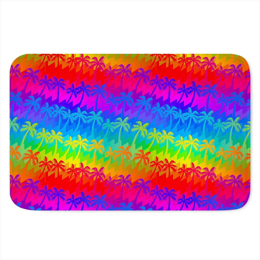 Rainbow Palm Tree Pattern Print Indoor Door Mat