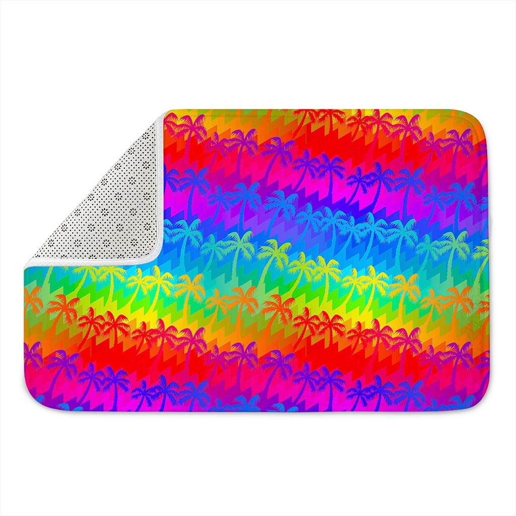 Rainbow Palm Tree Pattern Print Indoor Door Mat
