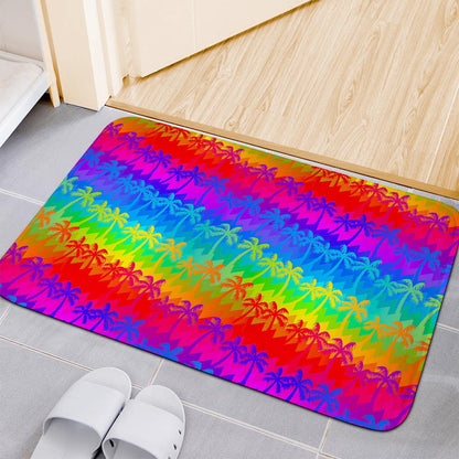 Rainbow Palm Tree Pattern Print Indoor Door Mat