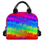 Rainbow Palm Tree Pattern Print Insulated Lunch Bag