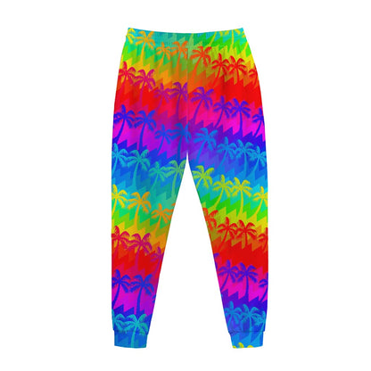 Rainbow Palm Tree Pattern Print Jogger Pants