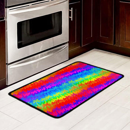 Rainbow Palm Tree Pattern Print Kitchen Mat