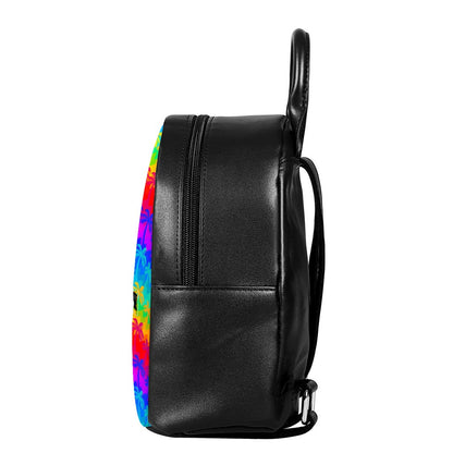 Rainbow Palm Tree Pattern Print Leather Backpack