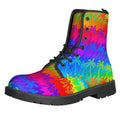 Rainbow Palm Tree Pattern Print Lace-Up Boots